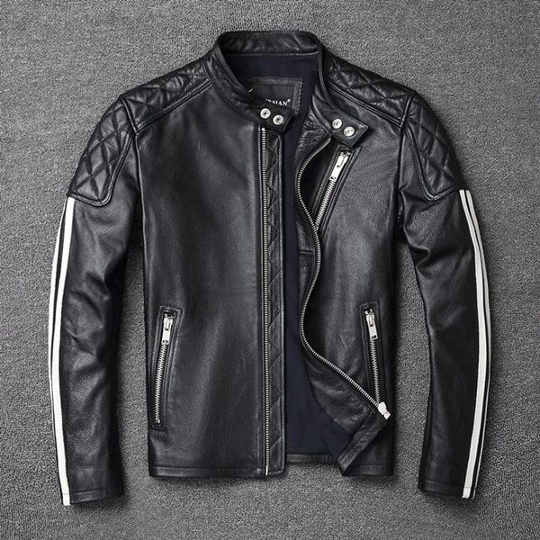 

2021men's jacket genuine cowhide leather jackets slim fit male spring clothing coat motorcycle men's & faux, Black