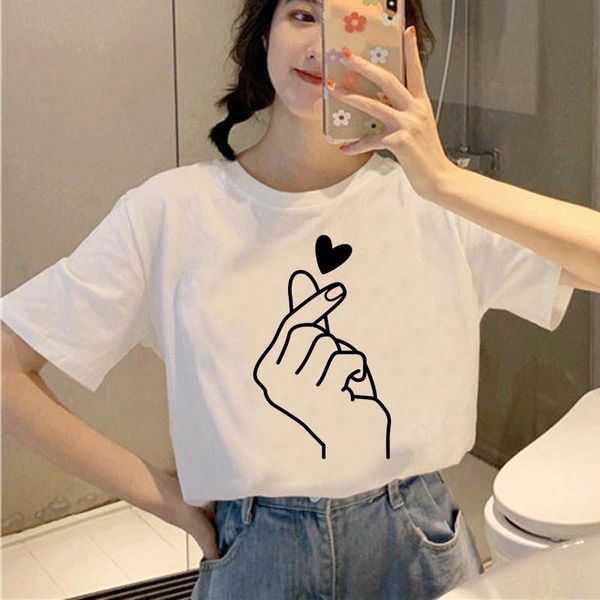 

women summer t-shirt nice eyelash short sleeve harajuku tshirt soft women's t-shirts sweet heart, White
