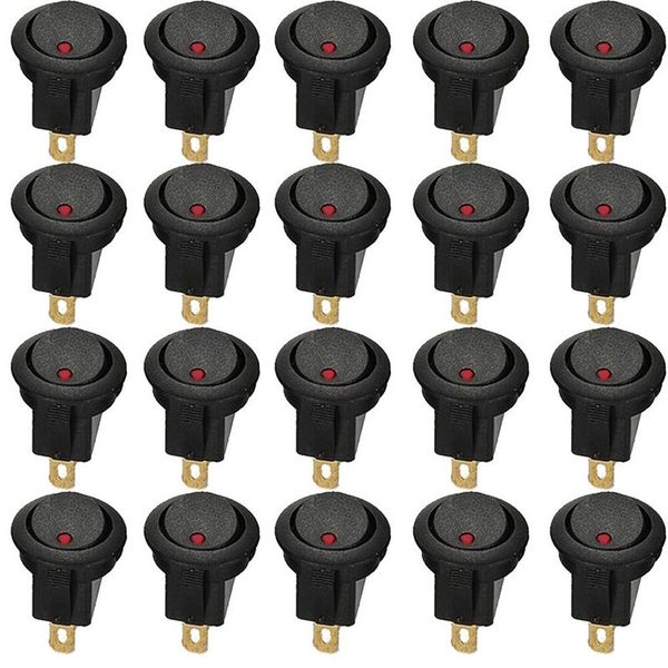 

smart home control 20pcs 12v round rocker dot boat red led light toggle switch for car or with