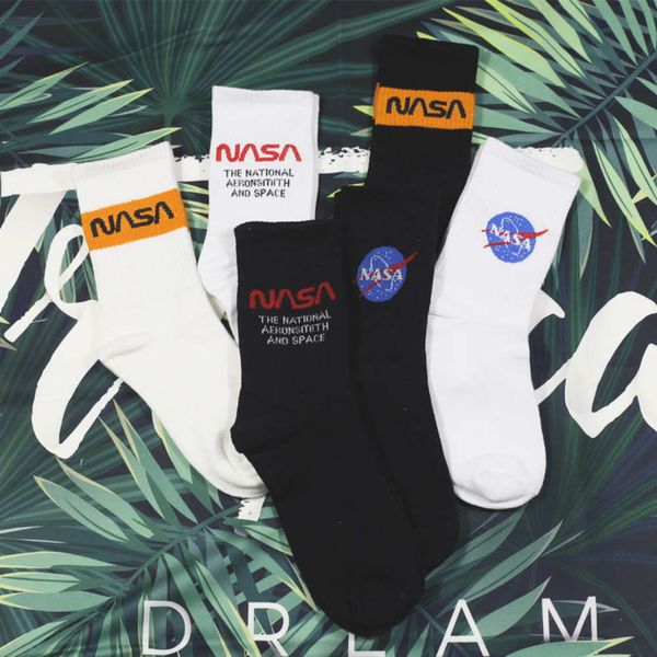 

NASA astronaut series letters all cotton sports socks men and women, Black