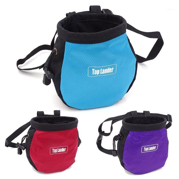 

rock climbing chalk bag boulder waterproof magnesium powder storage adjustable waist gymnastic weightlifting pouch gym equipment cords, slin