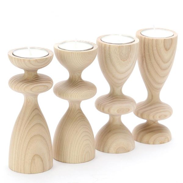 

wooden candlestick candle holder for romantic wedding bridal decoration dinner eco friendly handmade double sides can use holders