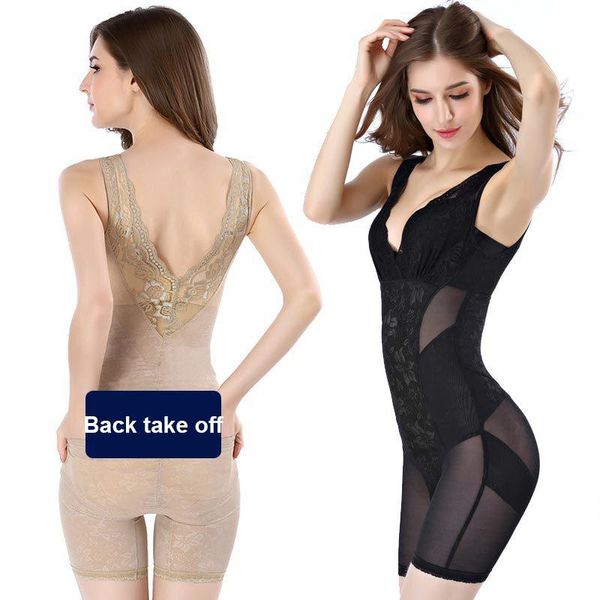 

women's shapers back take off body shaper underwear women tighting solid color skinny female waist trainer belly control hip push up co, Black;white