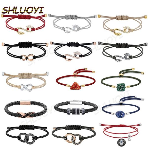 

2020 fashion jewelry swa1: 1 exquisite simple men and women the same type of lovers leather rope charm bracelet for friends, Golden;silver