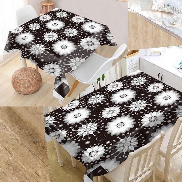 

table cloth black and white pattern custom rectangular oxford print waterproof oilproof square cover party tablecloth