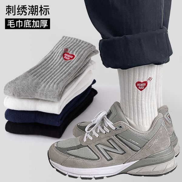

socks medium tube socks autumn and winter thickened towel stockings fashion sports high gang wo, Black;white