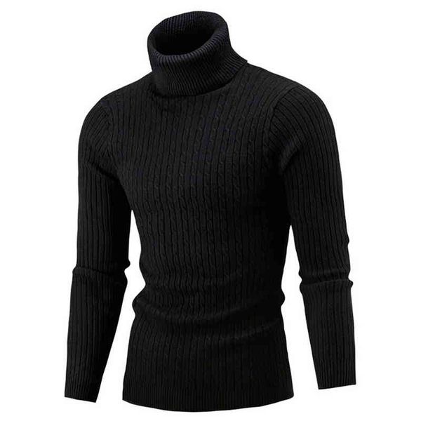 

2021 Fall/Winter Turtleneck Knitted Warm Sweater Men's Clothing, White;black