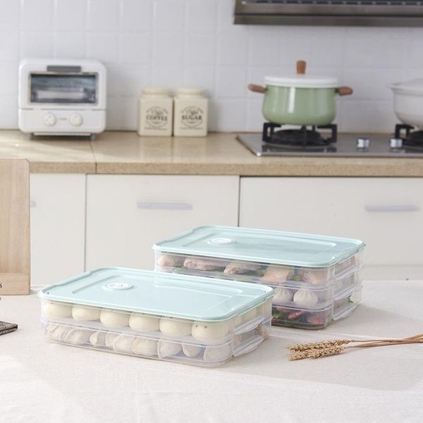 

storage bottles & jars household refrigerator multi-layer dumplings box tray kitchen food container plastic containers with lids