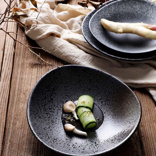 

japanese-style ceramic tableware triangle plate shallow bowl household serving cold vegetable salad fruit bowls