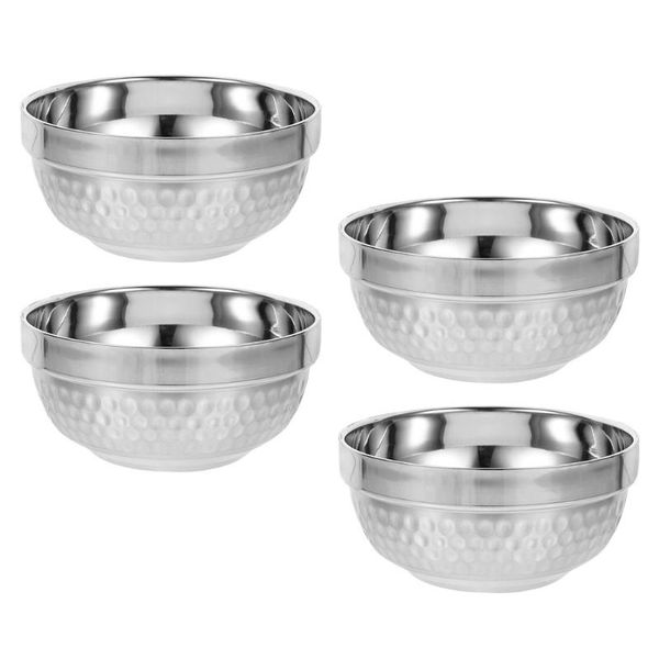

bowls 4pcs household storage noodle fruit salad holders (silver)