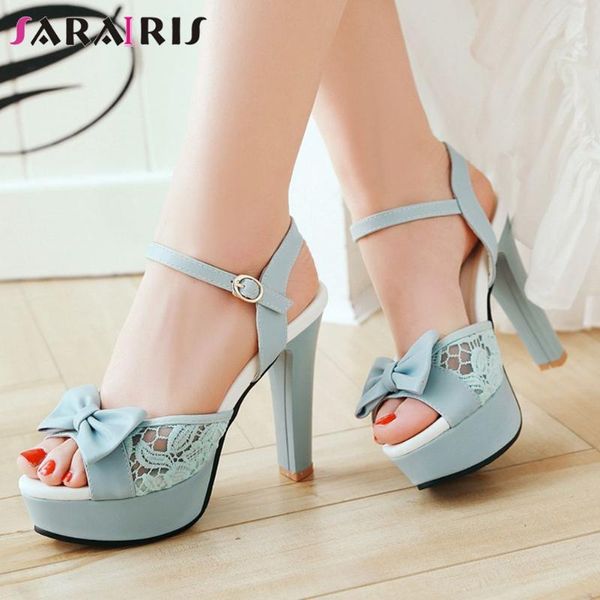 

sandals sarairis fashion female peep toe summer women party dress butterfly knot solid platform high heel shoes woman, Black