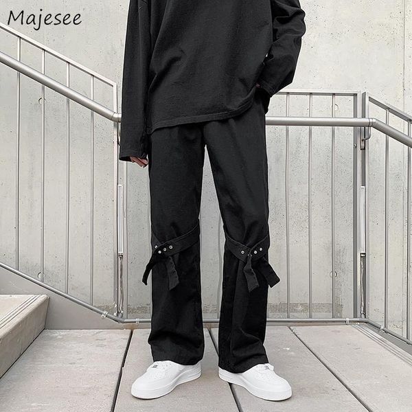 

casual pants men high street bandage baggy korean style fashion hip hop harajuku trousers males solid design vibe chic ins men's, Black