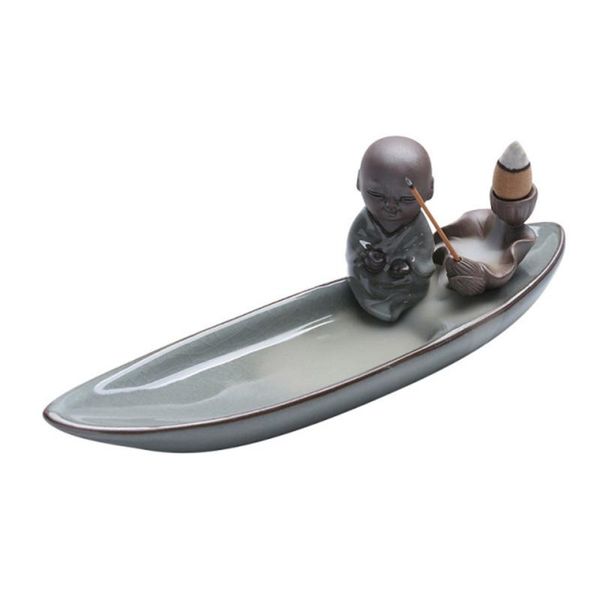 

fragrance lamps incense stick holder handicraft ornaments censer ancient one leaf flat boat monks back flow pot home decor ceramic la