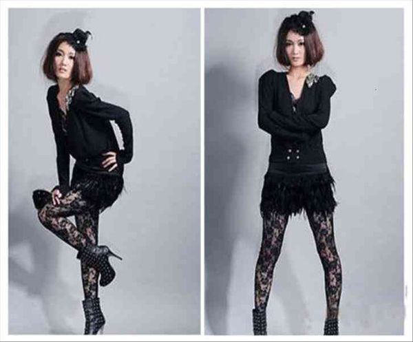 

1pc lace summer sexythin women legging full ankle length legings floral hollow out, Black