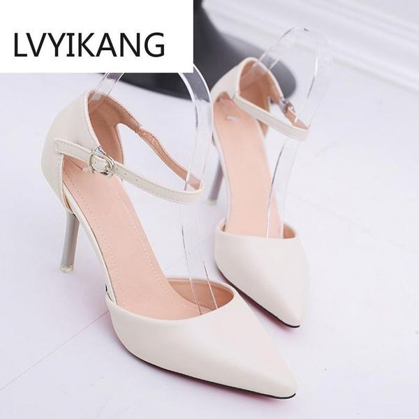 

dress shoes plus size 32-42 women's pumps pointed toe patent leather high heels ankle strap ladies party wedding silver red beige, Black