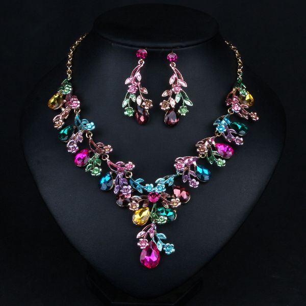 

jewelry set necklace neck short collarbone chain exaggerated earring set dress accessories, Slivery;golden