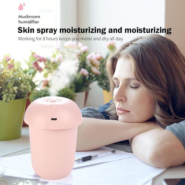 

ml cool mist humidifier mushroom-modeling with led night light portable quiet home car office aroma diffuser fragrance lamps