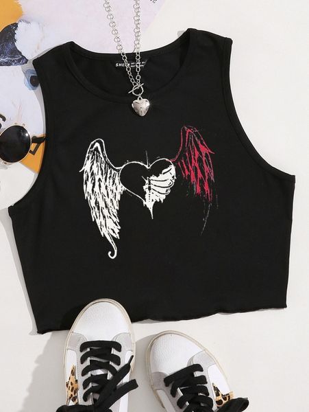 

heart & wings print tank o5jv#, White