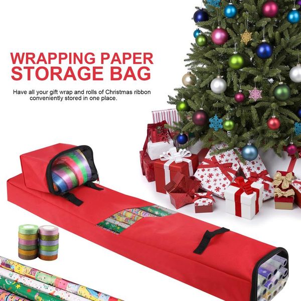 

storage bags christmas bag wrapping paper rolls and ribbon holder heavy duty tear proof organizer with red green pocket
