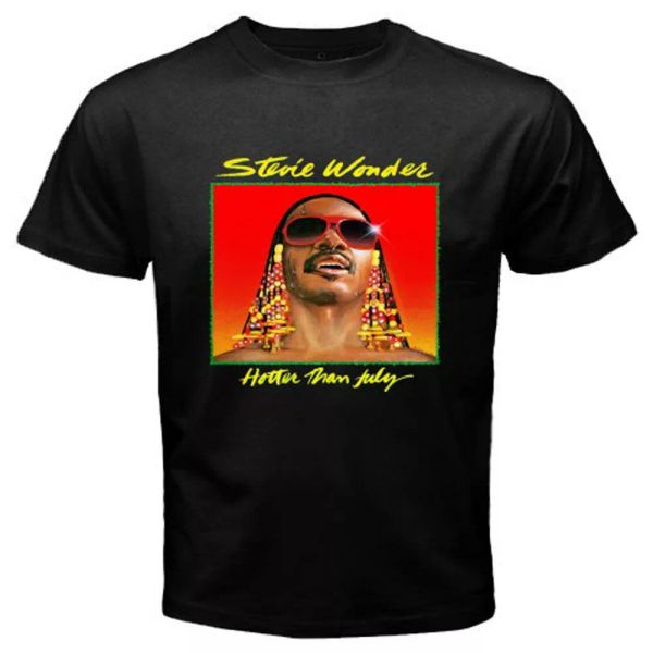 

new stevie wonder er than july logo men's black t-shirt size s-3xl, White;black