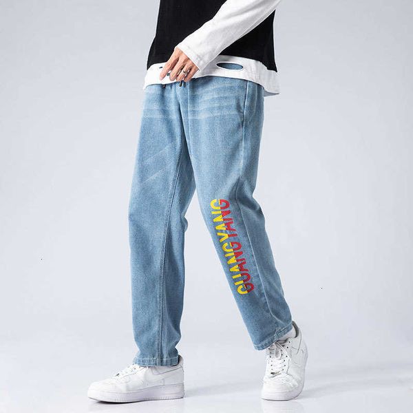 

men's jeans brand for fall men clothing baggy plussize thin kpop trousers street joggers oversize wl8l bwui, Blue
