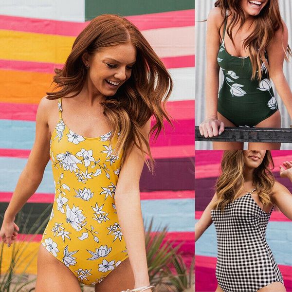 

women's jumpsuits & rompers floral womens one-piece bandage swimwear sleeveless camisole blackless summer sunsuit clothes, Black;white