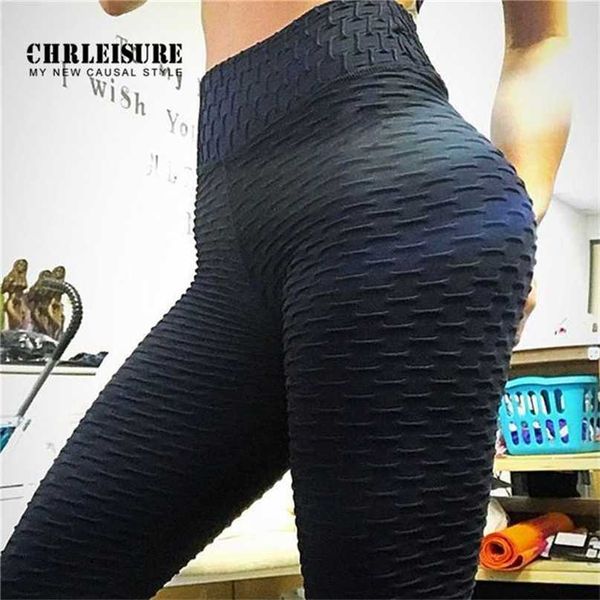 

chrleisure fitness black leggings women polyester ankle-length standard fold pants elasticity keep slim push up female legging 211204
