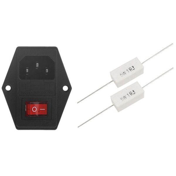 

smart power plugs 10x 1r 1 ohm 5w wire wound ceramic cement resistors & 1x iec320 c14 ac inlet male plug socket with fuse switch