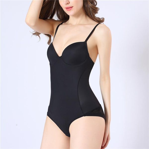 

women's shapers female body shaping bodysuit tummy control high waist spaghetti strap push up solid shaperwear, Black;white