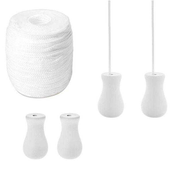 

other home decor 1.8 mm white braided lift shade cord 55 yards/roll with 4 pieces wood pendant for aluminum blind shade,gardening plant