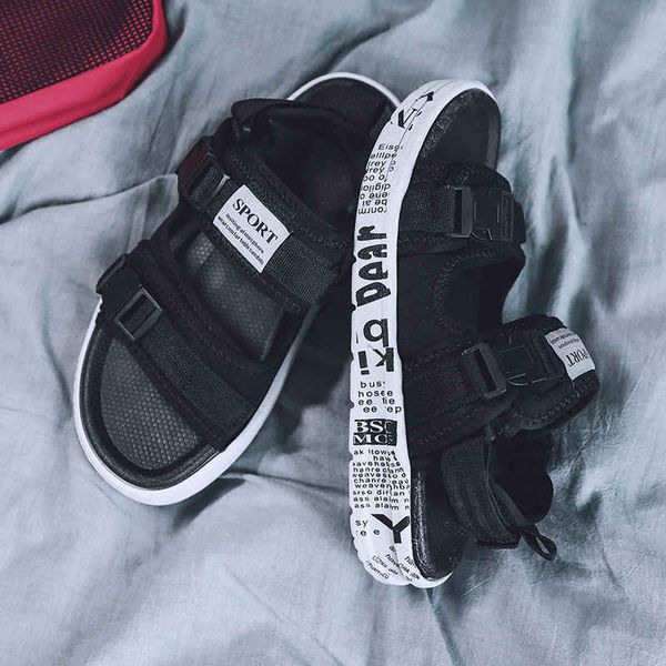 

sandals fashion summer men's outdoor beach shoes men casual soft slippers man open toe shoe comfortable non-slip sandalias c20 awnk, Black