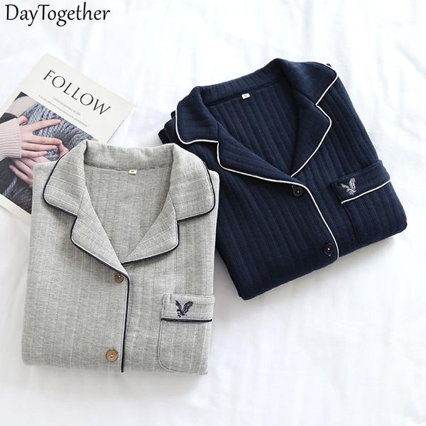 

pure color pajamas male qiu dong cotton quilted three layer thickening air outside big codes can loose wear leisurewear men's sleepwear, Black;brown