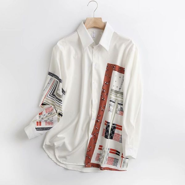 

women's blouses & shirts winter cardigan fashion ladies' simple casual literary style loose printed hong kong shirt size s-l ohy7, White
