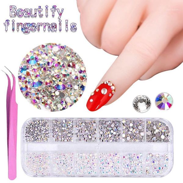 

manicure drill 2 boxes decorated beautify nails and pink tweezers nail rhinestones art decoration accessories tools1