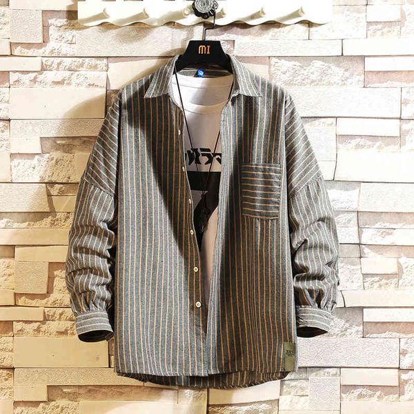

men's casual shirts brand classic striped long sleeves spring autumn plus oversize -5xl a3mz, White;black