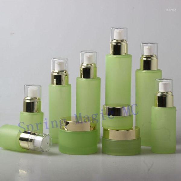 

storage bottles & jars 100ml frosted green glass emulsion bottle for eye cream,essence pump lotion bottle,empty bottles,sprayer perfume