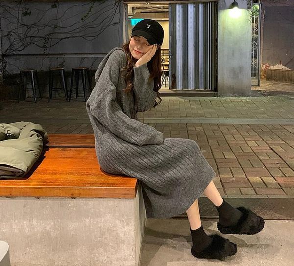 

women's sweaters 2021 winter korea style fashion casual knitted r long sweater, White;black