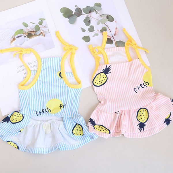 

dog apparel dog summer stripe vest clothes lovers wear thin lovely skirt suspender two legged small dog clothing