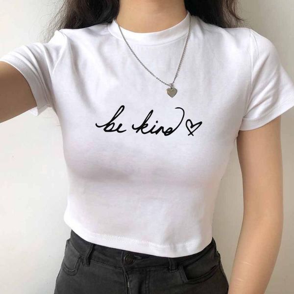 

women's t-shirt letter graphic print vintage crop tee female slim short sleeve cotton tshirt summer casual t shirt women, White