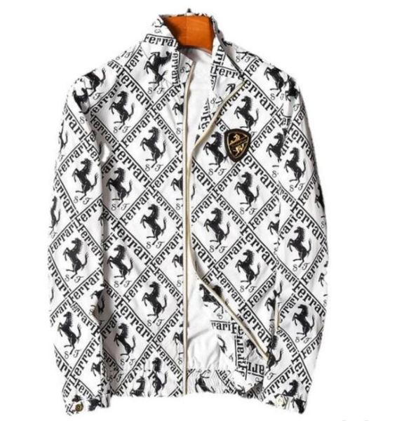 

men's jackets 2021 good workmanship quality autumn jacket horse print badge casual collar coat, Black;brown