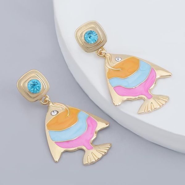 

dangle & chandelier pauli manfi 2021 fashion metal rhinestone tropical fish earrings women's creative party drop banquet accessories, Silver
