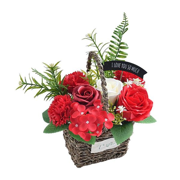 

decorative flowers & wreaths portable artificial rose soap flower basket of bouquet for wedding decoration anniversary birthday valentine&#0