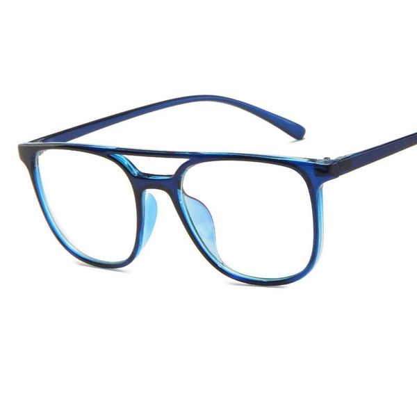 

fashion sunglasses frames trend box type literary flat mirror double beam classic full frame glasses can be equipped with myopia frames., Black