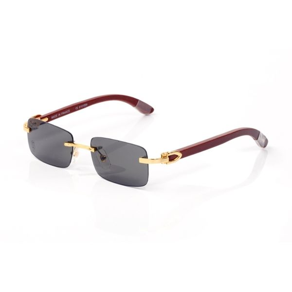 

luxury-brand designer rimless sunglasses for men fashion wood bamboo retro buffalo horn glasses brown black clear glass lens sun, White;black