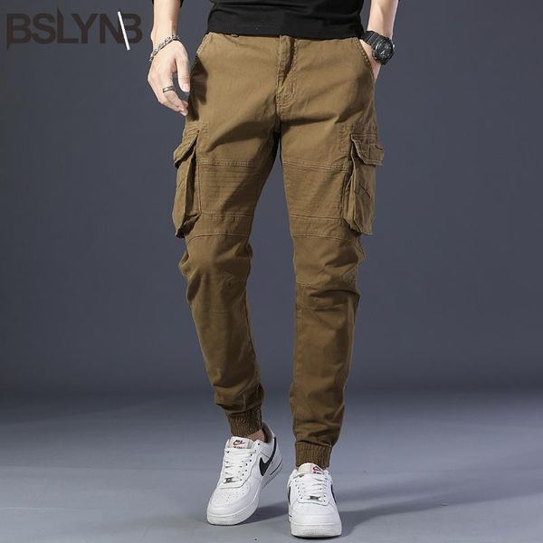 

men's pants men cotton military joggers streetwear tactical fashion cargo army trousers, Black