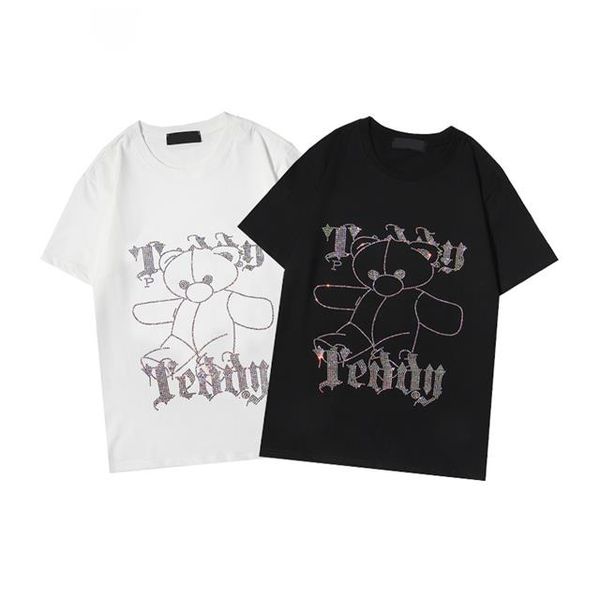 

2021 men and women couples short sleeve t shirt street fashion casual letterprint cotton round collar men's wear m-2xl#09, White;black