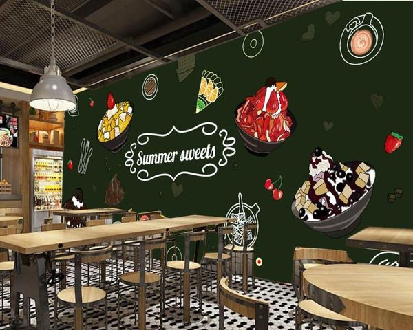 

wallpapers drop custom wallpaper mural hand drawn blackboard doodle sweet shop coffee house cafe bar tea backdrop painting