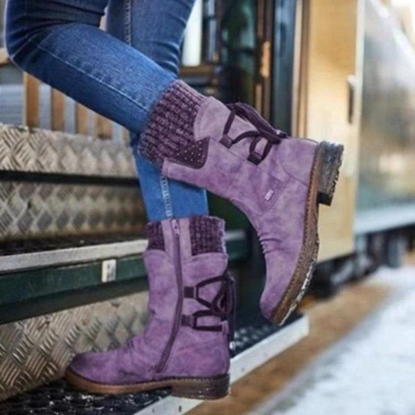 

winter 2021 women's shoes casual wool mouth short boots ladies thick soled snow buckle versatile women boot fashion, Black