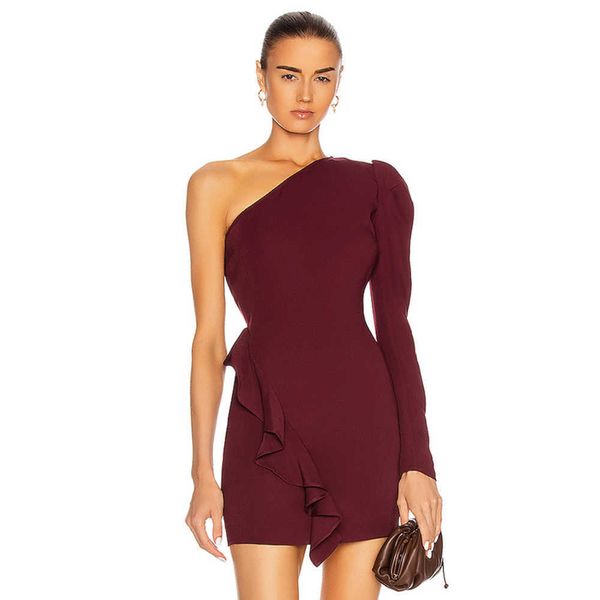 

ocstrade bandage dress one-shoulder bodycon spring women elegant ruffles night club party es 210527, Black;gray