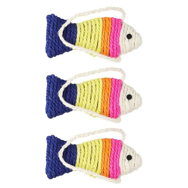

cat toys 3pcs scratch board fish shape sisal scratching mat